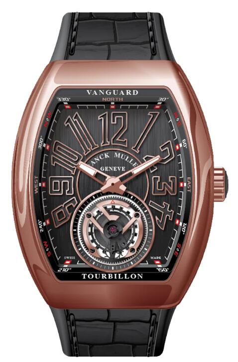 Best FRANCK MULLER Vanguard Tourbillon Rose Gold - Black V 41 T (NR) (5N) (NR NR 5N) Replica Watch